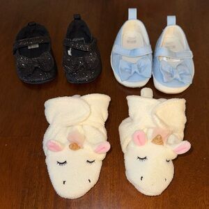 NWOT Pack of Baby Shoes and Slippers, 0-3mos, 3-6mos, and 6-12mos
